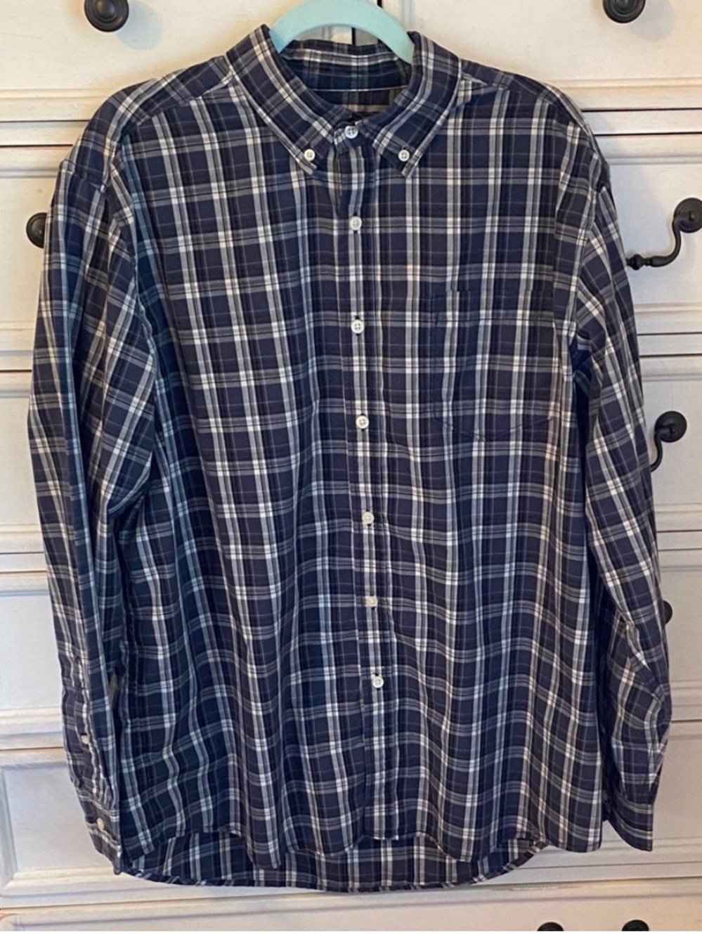 Faded Glory Blue Plaid Button Down Shirt Men’s Size L Rugged Casual - Picture 2 of 10